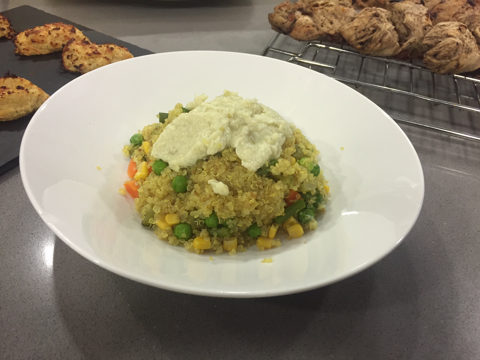 Ensaladilla Rusa de Quinoa con mayonesa de alcachofa Thermomix