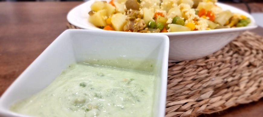 COCINA CON TOQUE DETOX CON THERMOMIX.- Caldo de Verduras con curcuma y Ensaladilla Rusa con Coliflor y Salsa de Aguacate