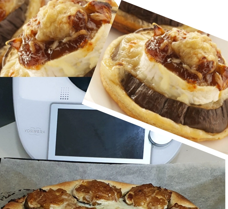 bocaditos de berenjena y queso con cebolla caramelizada