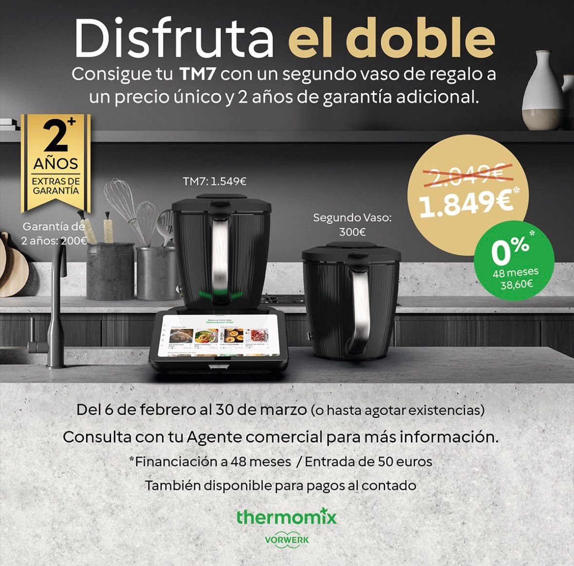 Financia tu Thermomix al 0% interés +doble vaso+extra garantía