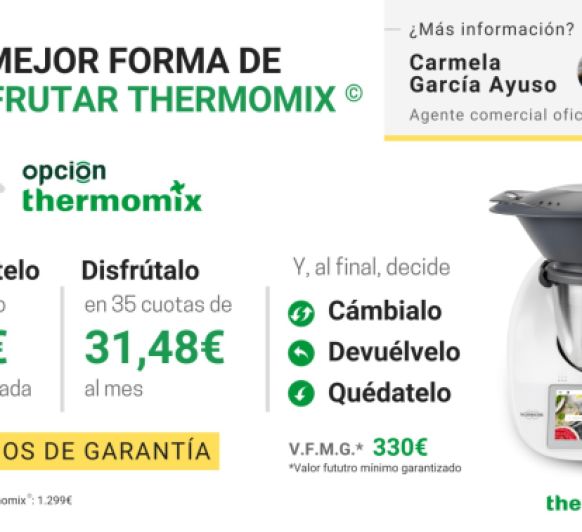 Compra tu Thermomix® Tm6 CON 18 MESES DE SUSCRIPCIÓN A COOKIDOO ¡GRATIS!. ¡Y FINÁNCIALO A 31,48 € € AL MES, POR 1€ AL DÍA!