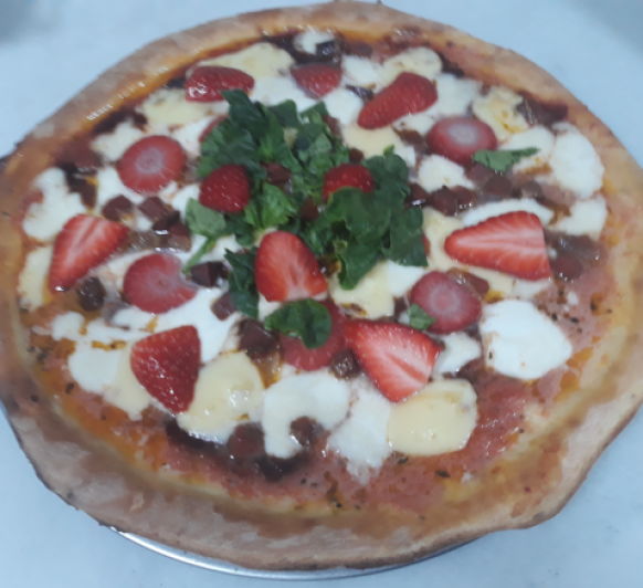 Pizza con mermelada de fresa picante 