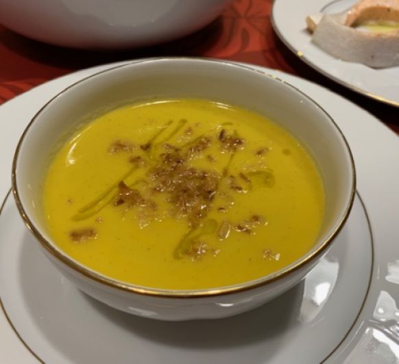 Clase online: Sopa cremosa versátil, fiambre de pollo con pistachos y salmón al vapor con Thermomix