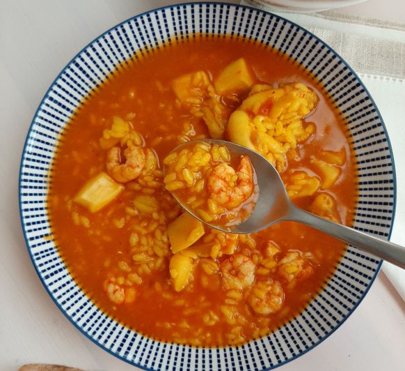 Espectacular ARROZ MELOSO DE SEPIA Y GAMBAS